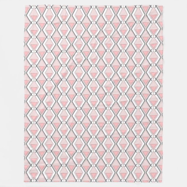 geometrisch rosa beige Muster Fleecedecke (Vorderseite)