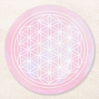 geometrisch, rosa, Blume des Lebens Runder Pappuntersetzer