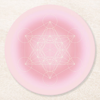 geometrisch, rosa, Metatron, Untersetzer, Zen Runder Pappuntersetzer
