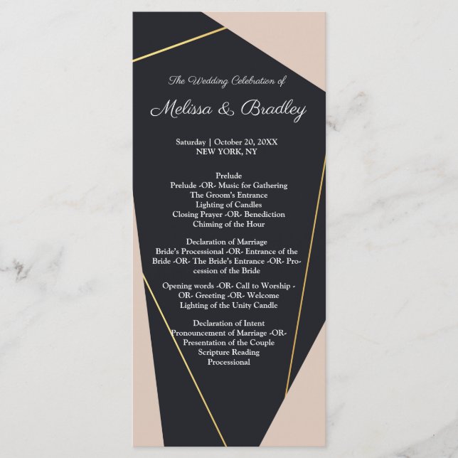 geometrisch rosa schwarz und gold programm (Vorderseite)