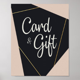 geometrisch rosa, schwarz und goldfarbene Karten u Poster