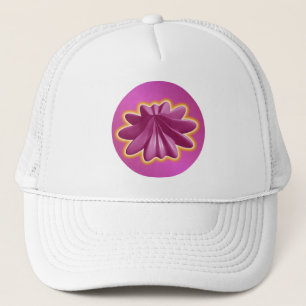 Geometrisch rosa Sternfische mit leuchtend gelber  Truckerkappe