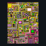 geometrisch rosa und gelbe Formen Pop Art Poster<br><div class="desc">Von einer originellen handgezeichneten Konstruktion von Nola Edsall aus quadratischen und rechteckigen geometrischen Doodle-Formen mit verschiedenen geschäftigen Mustern. Dieses atemberaubende,  künstlerische Design ist aufwändig und detailliert und verwendet die hellen Pop-Farben Rosa,  Gelb,  Kalkgrün und Schwarz. Ideal für Zuhause- oder Bürodekoration,  um Ihrem Leben einen Pop Farbe zu verleihen.</div>