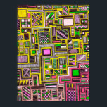 geometrisch rosa und gelbe Formen Pop Art Poster<br><div class="desc">Von einer originellen handgezeichneten Konstruktion von Nola Edsall aus quadratischen und rechteckigen geometrischen Doodle-Formen mit verschiedenen geschäftigen Mustern. Dieses atemberaubende,  künstlerische Design ist aufwändig und detailliert und verwendet die hellen Pop-Farben Rosa,  Gelb,  Kalkgrün und Schwarz. Ideal für Zuhause- oder Bürodekoration,  um Ihrem Leben einen Pop Farbe zu verleihen.</div>