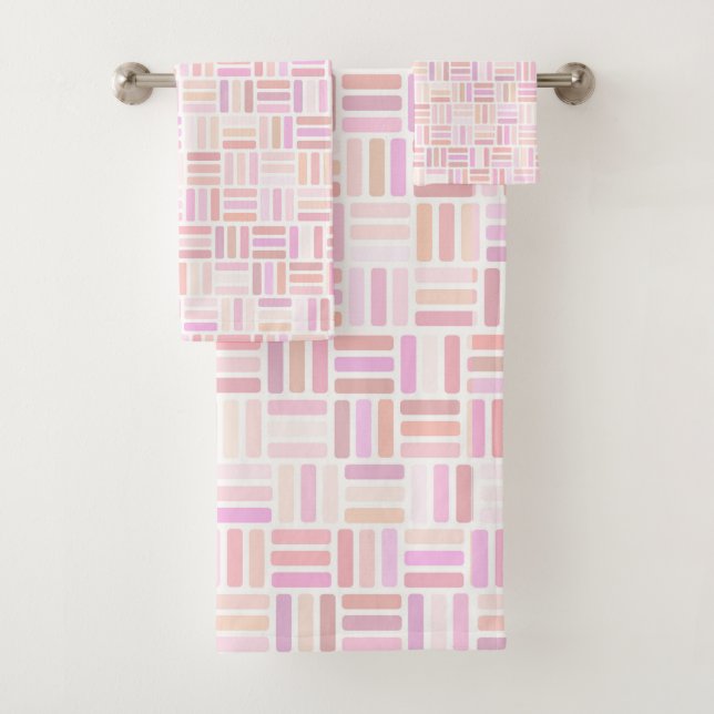Geometrisch, rosa und orange badhandtuch set (Insitu)
