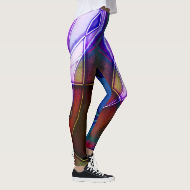 geometrisch rostgealterte Formen mit Neonlicht Leggings (Rechts)