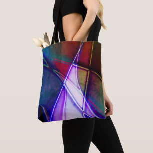 geometrisch rostgealterte Formen mit Neonlicht Tasche