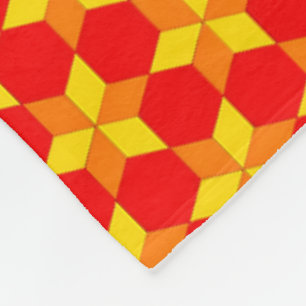 Geometrisch Rot Orange und Gelb Mosaik Fleece Blan