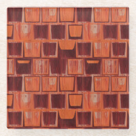 Geometrisch rot und orange glasuntersetzer