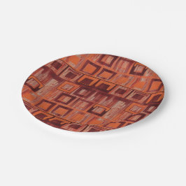 Geometrisch rot und orange pappteller