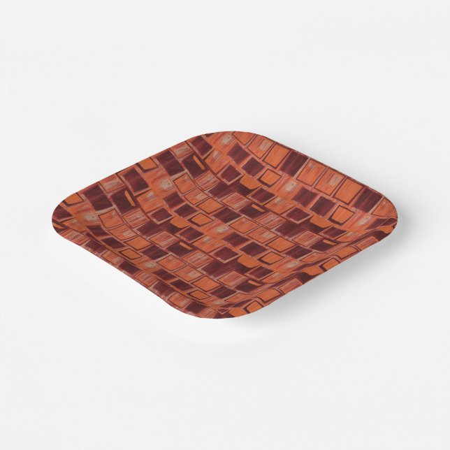 Geometrisch rot und orange pappteller (Gewinkelt)