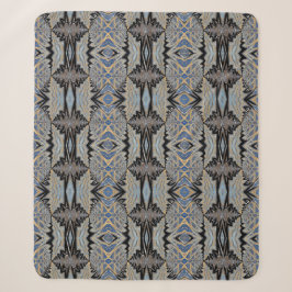 Geometrisch-rustikales Boho Brown und Blue Tribal Sherpadecke