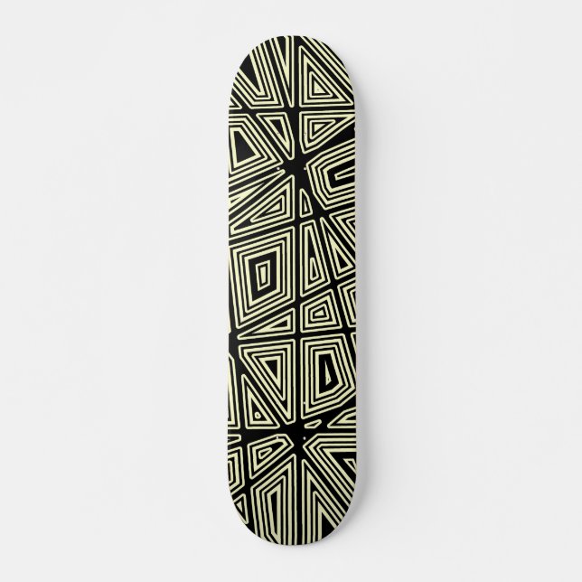 Geometrisch - Schwarz auf Creme Skateboard (Vorne)