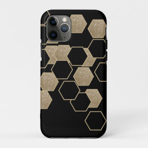 geometrisch-schwarz-goldenes Hexagon-Muster Case-Mate iPhone Hülle