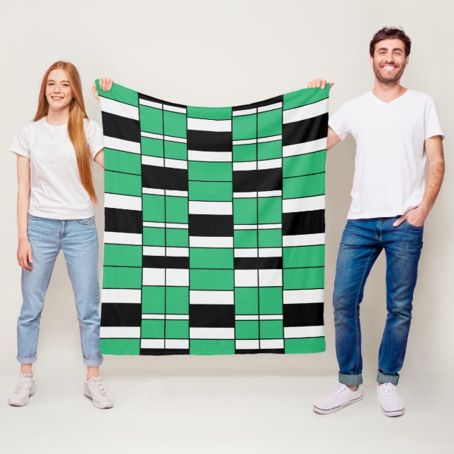 Geometrisch, schwarz, grün Mitte Fleecedecke (Beispiel)