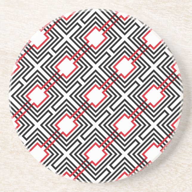 Geometrisch, schwarz, rot und weiß getränkeuntersetzer (Vorne)