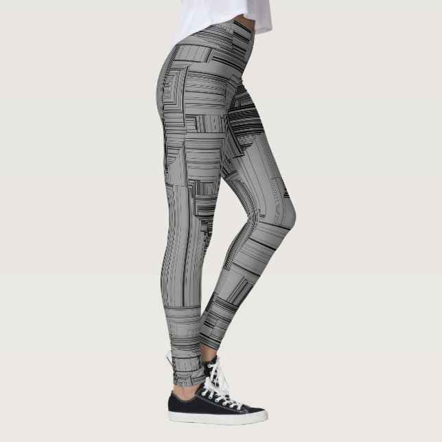 Geometrisch, schwarz und grau leggings (Rechts)