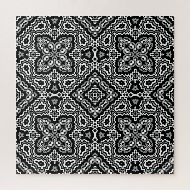 geometrisch-schwarz-weiß-ethnische Muster (Vertikal)