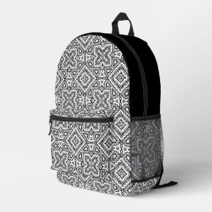 geometrisch-schwarz-weiß-ethnische Muster Bedruckter Rucksack