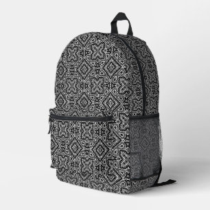 geometrisch-schwarz-weiß-ethnische Muster Bedruckter Rucksack