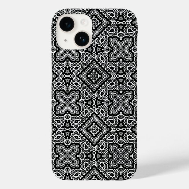 geometrisch-schwarz-weiß-ethnische Muster Case-Mate iPhone 14 Hülle (Rückseite)
