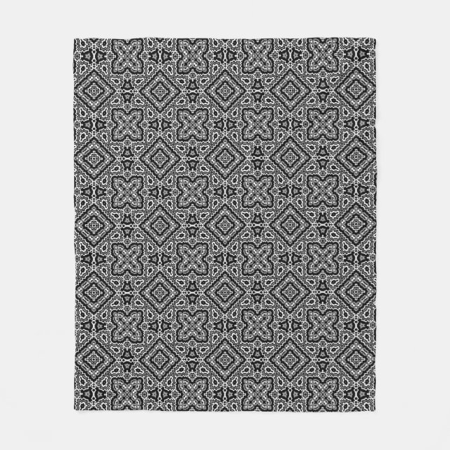 geometrisch-schwarz-weiß-ethnische Muster Fleecedecke (Vorderseite)