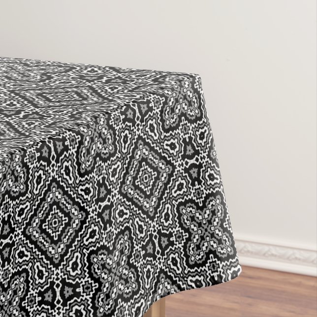 geometrisch-schwarz-weiß-ethnische Muster Tischdecke (Beispiel)