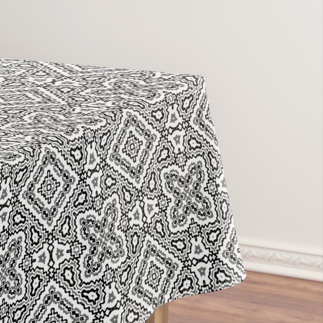 geometrisch-schwarz-weiß-ethnische Muster Tischdecke (Beispiel)