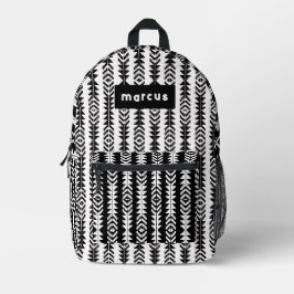 geometrisch schwarz-weiß mit/-name bedruckter rucksack
