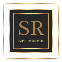 Geometrisch Schwarz-weiß und Gold monogram
