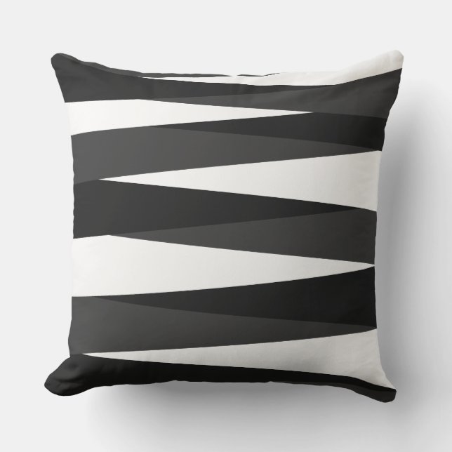 Geometrisch, schwarz, weiß und grau kissen (Vorderseite)