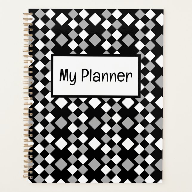 geometrisch Schwarz-weiße graue Quadrate Planer (Vorderseite)