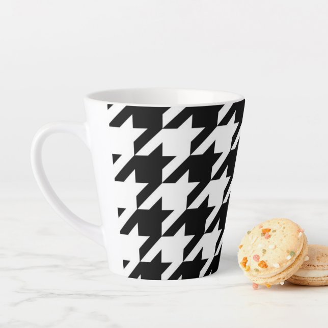 geometrisch Schwarz-weißes Hahnentrittmuster Milchtasse (Beispiel)