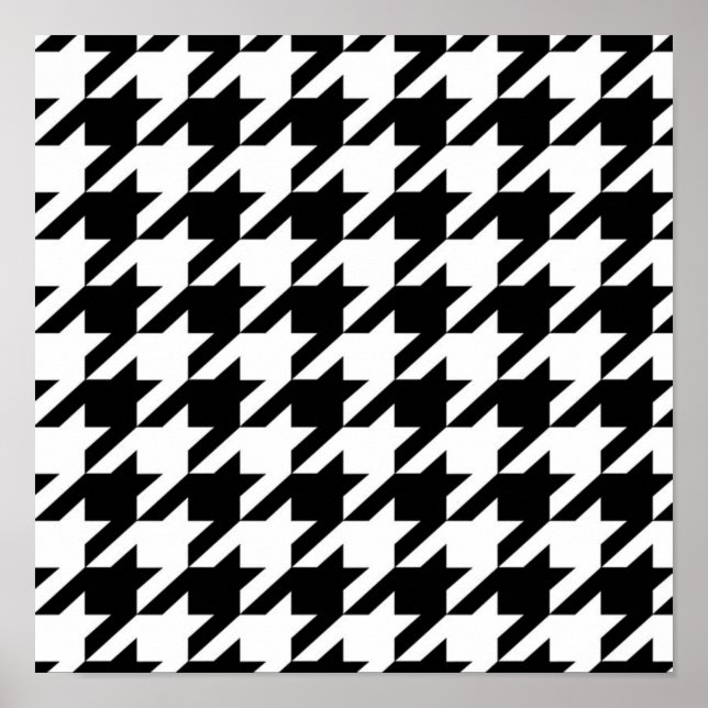 geometrisch Schwarz-weißes Hahnentrittmuster Poster (Vorne)