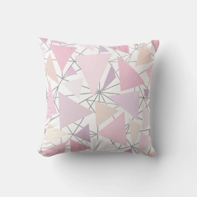 Geometrisch-silberrosa Korallenlavenformen Kissen (Vorderseite)
