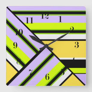 Geometrisch, Streifen Quadratische Wanduhr