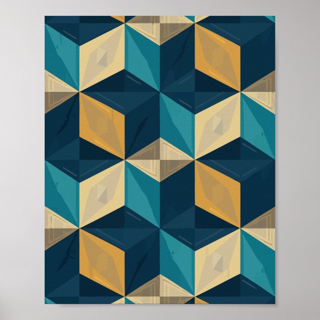 Geometrische 3D-Kuben Poster (Vorne)