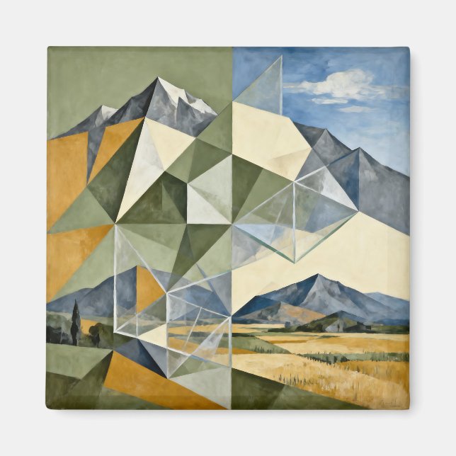 Geometrische abstrakte Berglandschaft Magnet (Vorne)