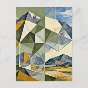 Geometrische abstrakte Berglandschaft Postkarte