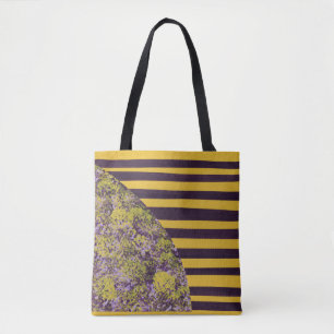 Geometrische abstrakte Blume mit Streifen Tasche