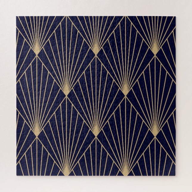 Geometrische abstrakte dunkelblaue Gold (Vertikal)