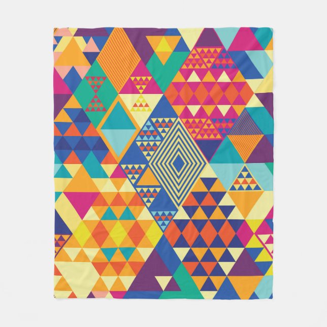 Geometrische, abstrakte Elemente, Vintages Muster. Fleecedecke (Vorderseite)