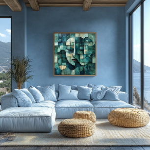 Geometrische abstrakte Gesichtskunst – Wandbild in Poster