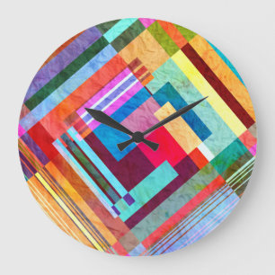 Geometrische abstrakte, grafische Farbgebung. Große Wanduhr