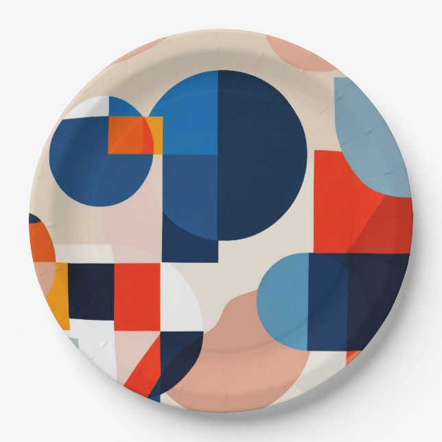 Geometrische Abstrakte Kunst des skandinavischen M Pappteller (Vorderseite)