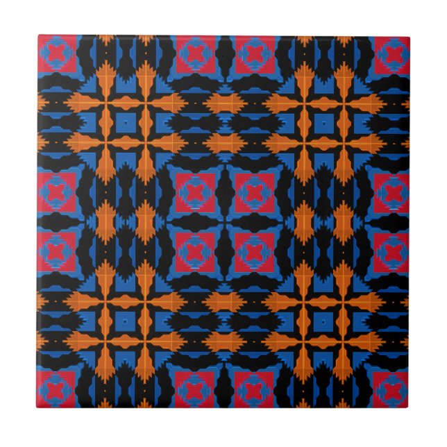 Geometrische Abstrakte Kunst, feine Formen, lebhaf Fliese (Vorderseite)