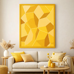 Geometrische Abstrakte Kunst in goldgelben Farbtön Poster