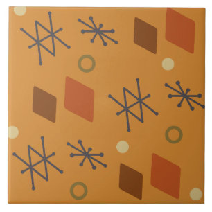 Geometrische Abstrakte Kunst in Orange der 1950er Fliese