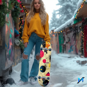 Geometrische Abstrakte Kunst in Primärfarben Minim Skateboard