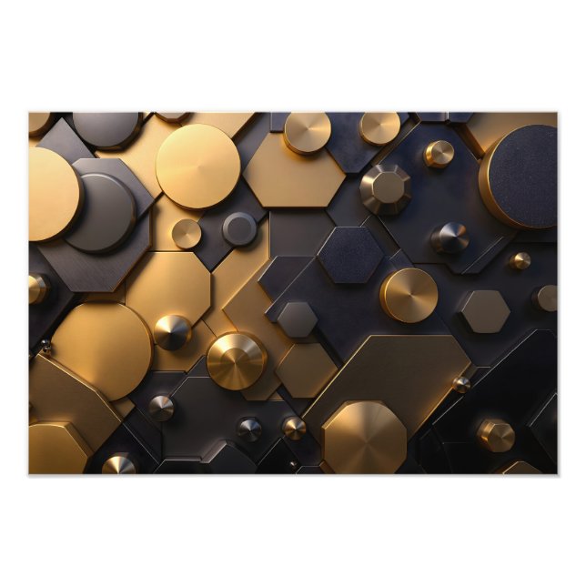 Geometrische Abstrakte Mauer Art - Gold und Bl Fotodruck (Vorne)